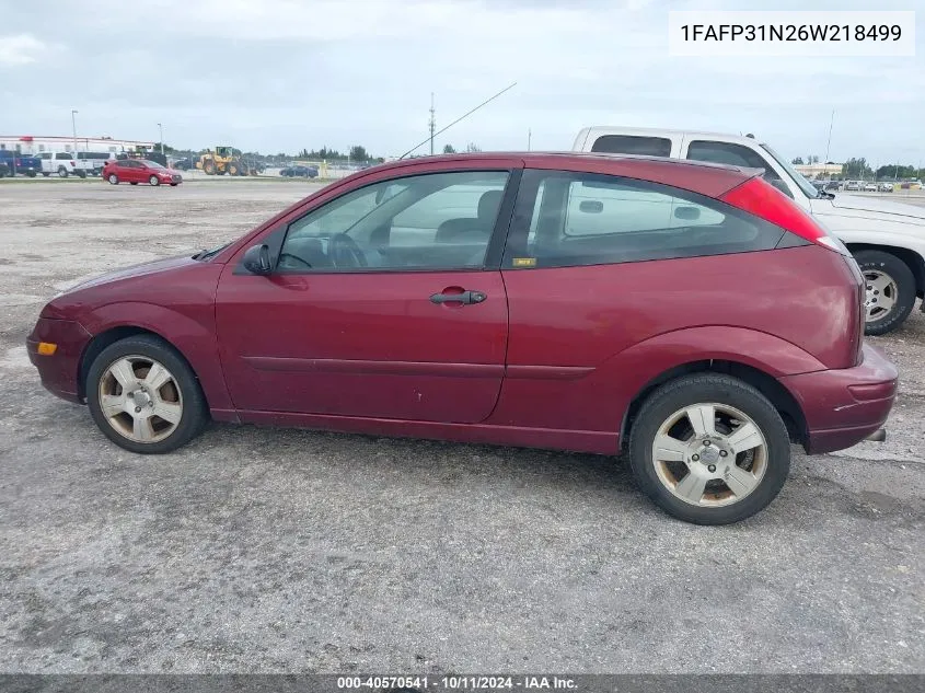 2006 Ford Focus Zx3 VIN: 1FAFP31N26W218499 Lot: 40570541