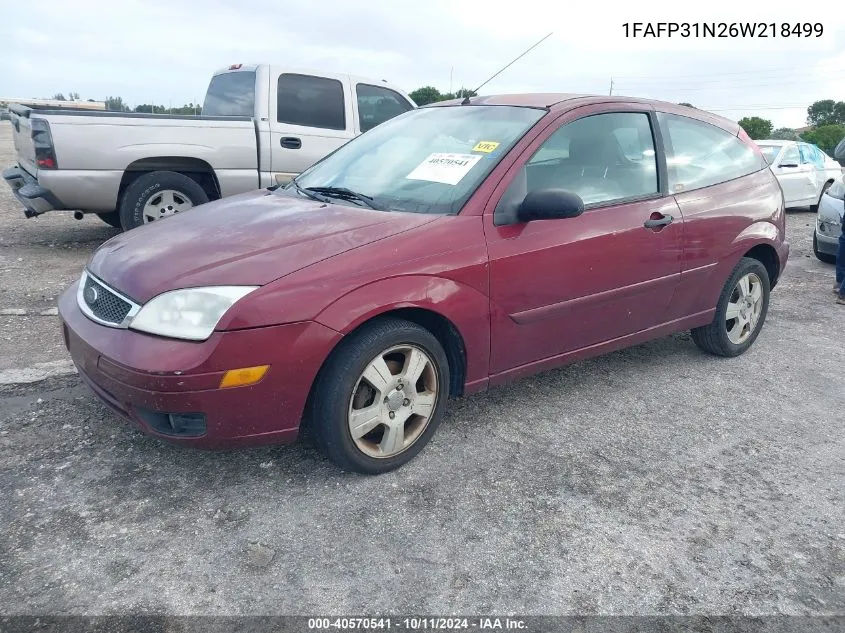 2006 Ford Focus Zx3 VIN: 1FAFP31N26W218499 Lot: 40570541