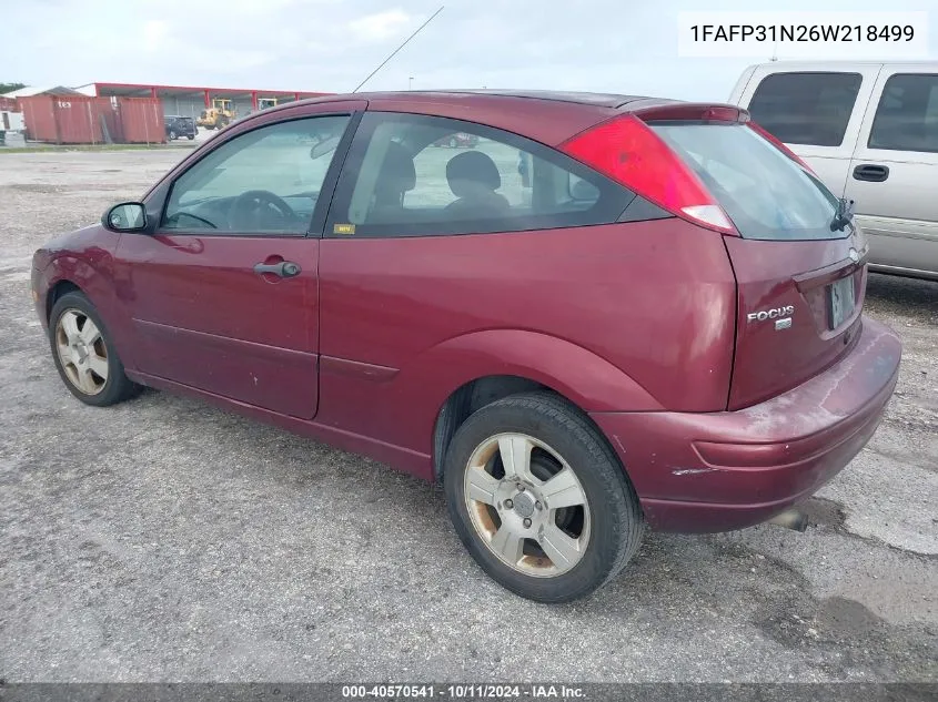 2006 Ford Focus Zx3 VIN: 1FAFP31N26W218499 Lot: 40570541