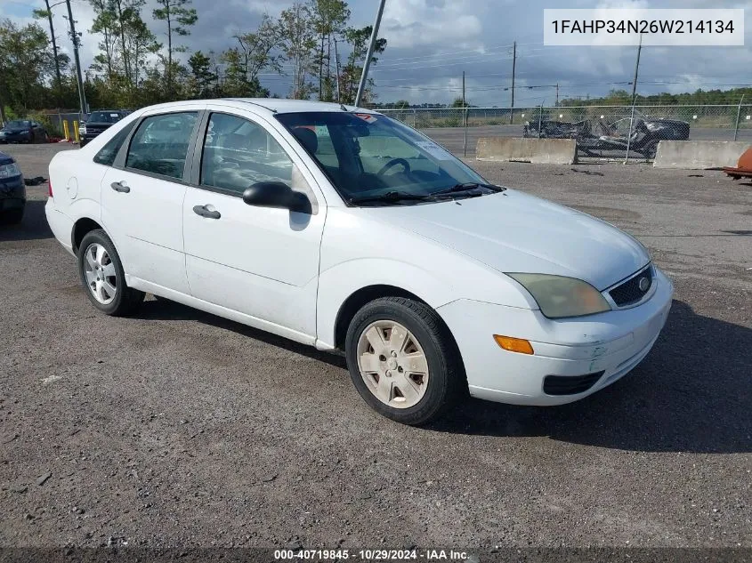 2006 Ford Focus Zx4 VIN: 1FAHP34N26W214134 Lot: 40719845