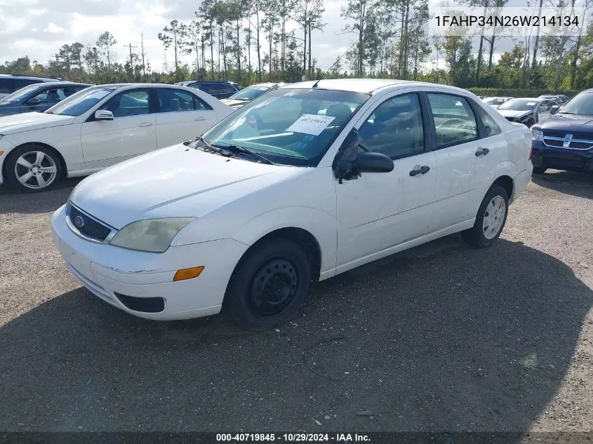 2006 Ford Focus Zx4 VIN: 1FAHP34N26W214134 Lot: 40719845