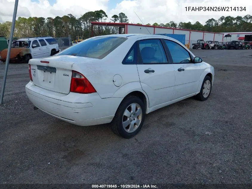 2006 Ford Focus Zx4 VIN: 1FAHP34N26W214134 Lot: 40719845