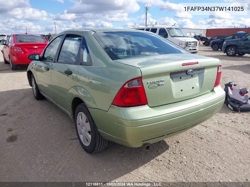 2007 Ford Focus Zx4/S/Se/Ses VIN: 1FAFP34N37W141025 Lot: 12118811