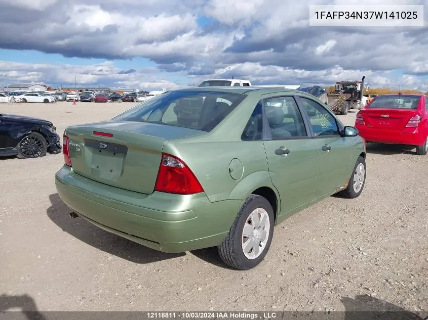 2007 Ford Focus Zx4/S/Se/Ses VIN: 1FAFP34N37W141025 Lot: 12118811