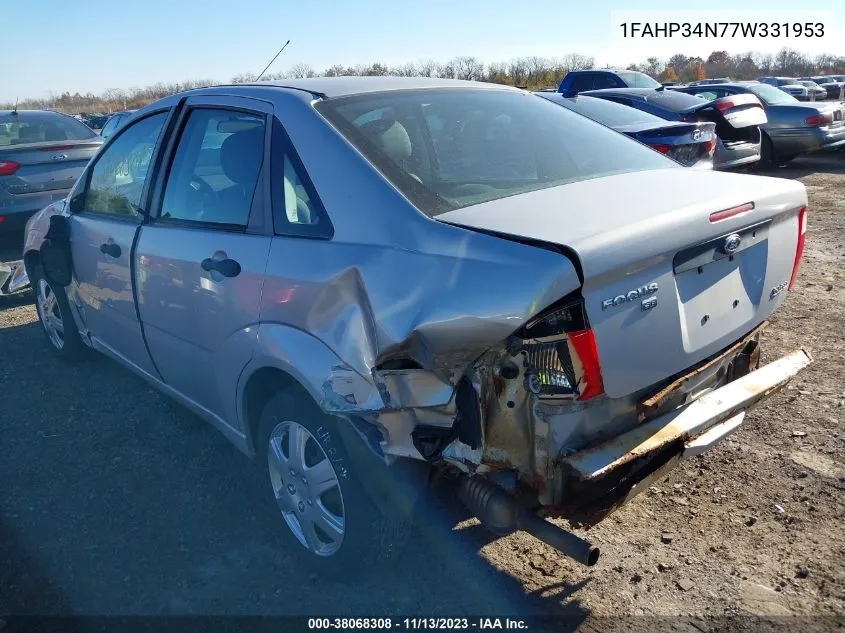 2007 Ford Focus S/Se/Ses VIN: 1FAHP34N77W331953 Lot: 38068308