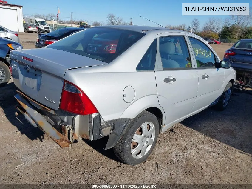 2007 Ford Focus S/Se/Ses VIN: 1FAHP34N77W331953 Lot: 38068308