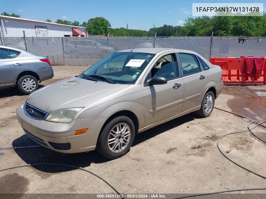 2007 Ford Focus S/Se/Ses VIN: 1FAFP34N17W131478 Lot: 39251312