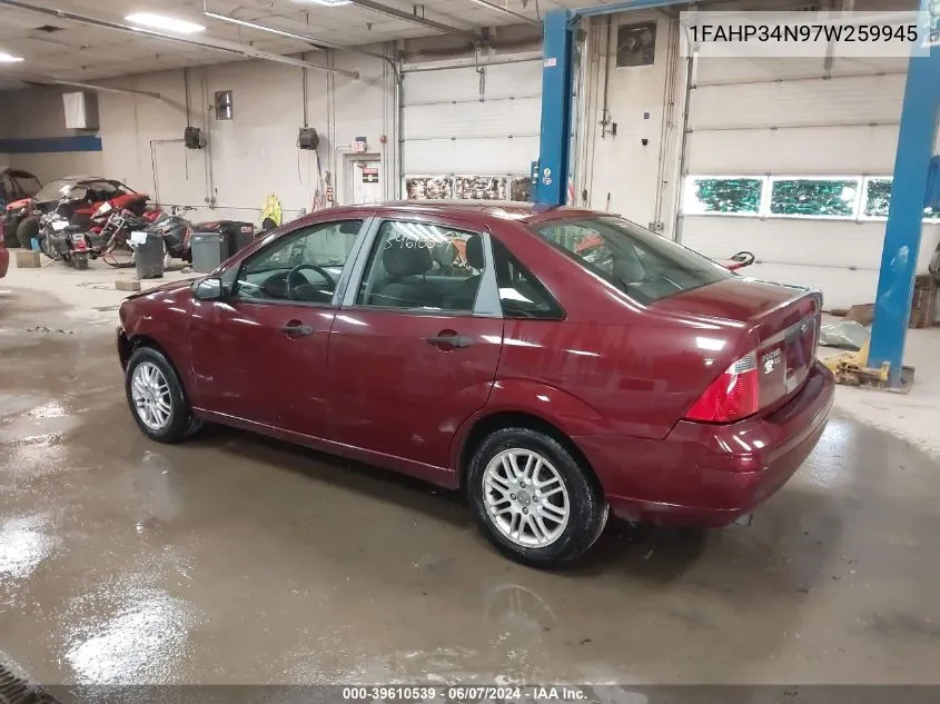 2007 Ford Focus S/Se/Ses VIN: 1FAHP34N97W259945 Lot: 39610539