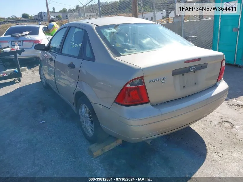 2007 Ford Focus S/Se/Ses VIN: 1FAFP34N57W364411 Lot: 39812881