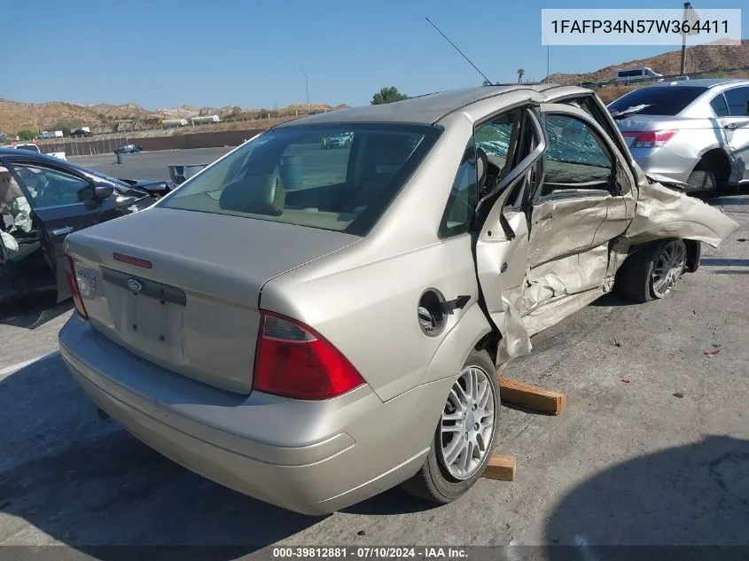 2007 Ford Focus S/Se/Ses VIN: 1FAFP34N57W364411 Lot: 39812881