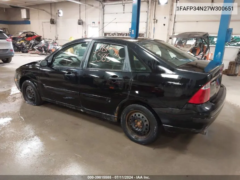 2007 Ford Focus S/Se/Ses VIN: 1FAFP34N27W300651 Lot: 39815585