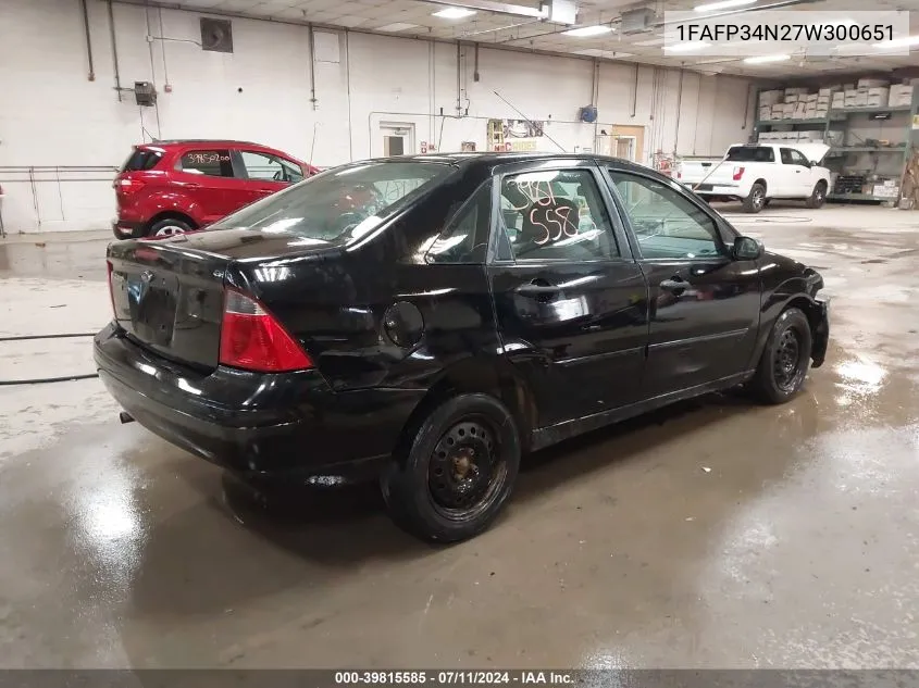 2007 Ford Focus S/Se/Ses VIN: 1FAFP34N27W300651 Lot: 39815585