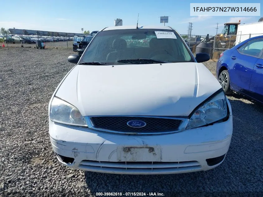 2007 Ford Focus S/Se/Ses VIN: 1FAHP37N27W314666 Lot: 39862618