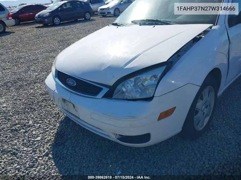 2007 Ford Focus S/Se/Ses VIN: 1FAHP37N27W314666 Lot: 39862618