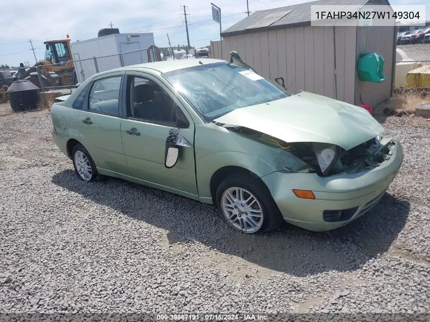 2007 Ford Focus S/Se/Ses VIN: 1FAHP34N27W149304 Lot: 39867191