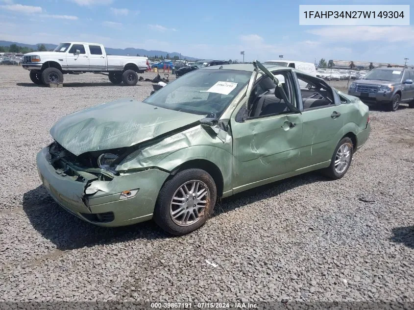 2007 Ford Focus S/Se/Ses VIN: 1FAHP34N27W149304 Lot: 39867191