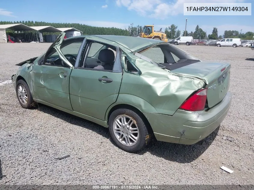 2007 Ford Focus S/Se/Ses VIN: 1FAHP34N27W149304 Lot: 39867191