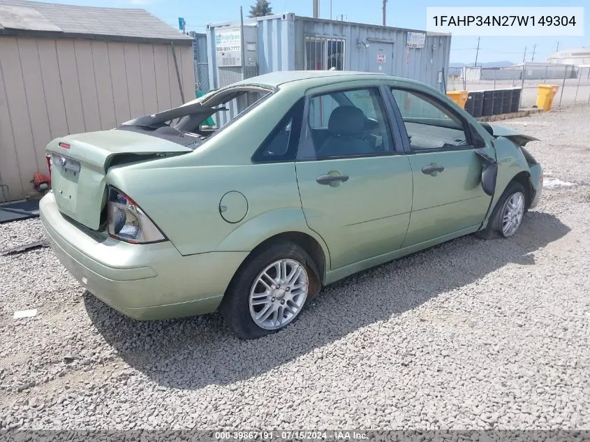 2007 Ford Focus S/Se/Ses VIN: 1FAHP34N27W149304 Lot: 39867191