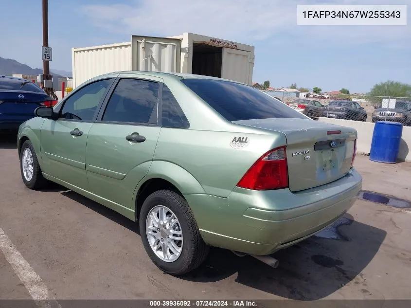 2007 Ford Focus S/Se/Ses VIN: 1FAFP34N67W255343 Lot: 39936092