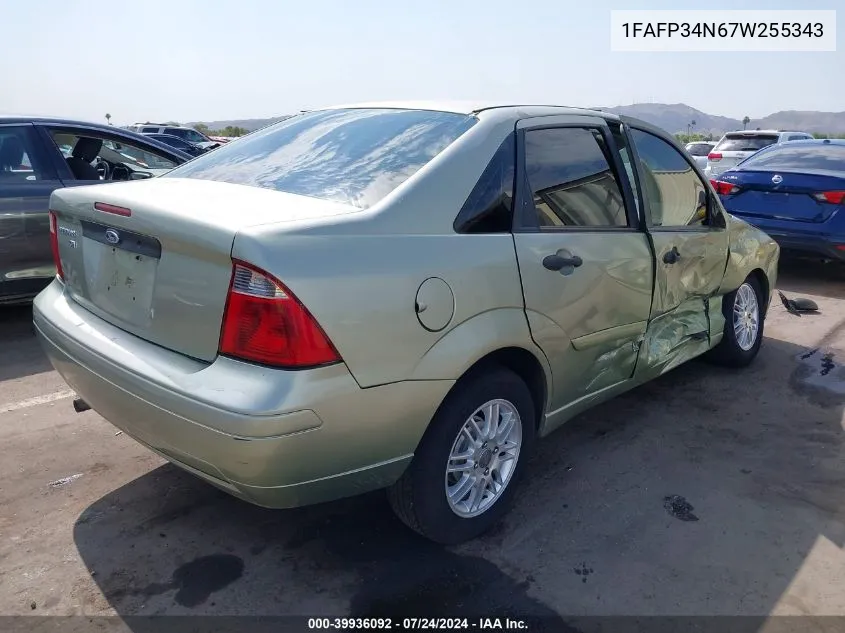 2007 Ford Focus S/Se/Ses VIN: 1FAFP34N67W255343 Lot: 39936092