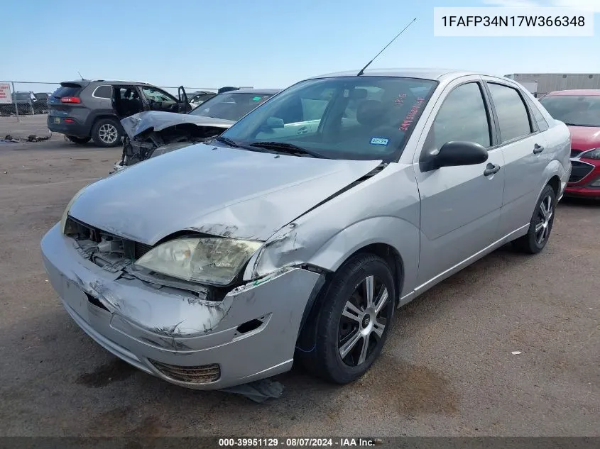 2007 Ford Focus S/Se/Ses VIN: 1FAFP34N17W366348 Lot: 39951129