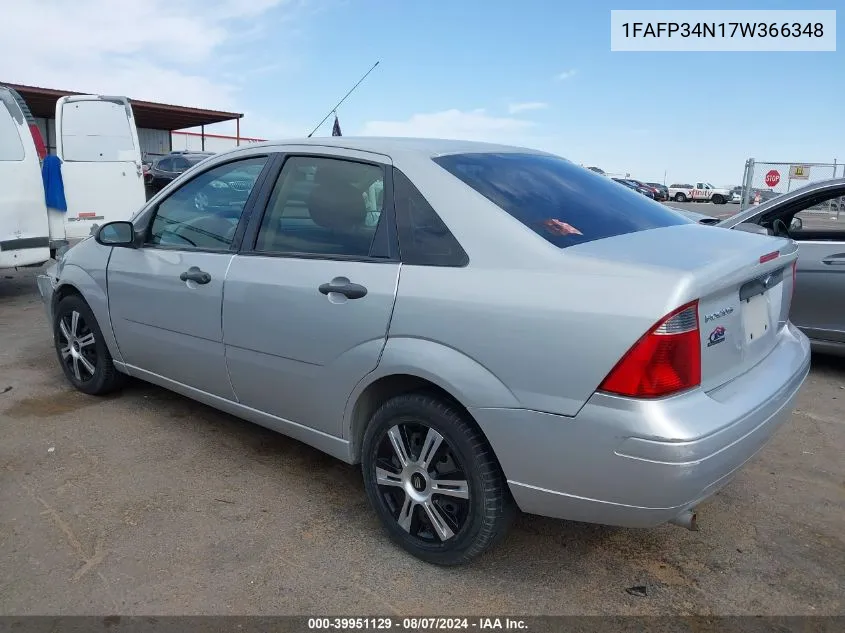 2007 Ford Focus S/Se/Ses VIN: 1FAFP34N17W366348 Lot: 39951129