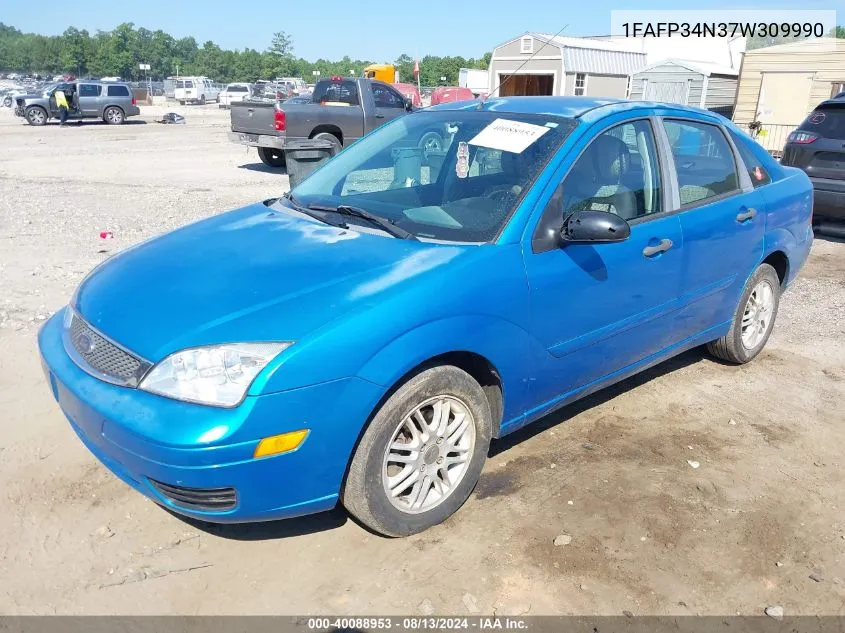 2007 Ford Focus S/Se/Ses VIN: 1FAFP34N37W309990 Lot: 40088953