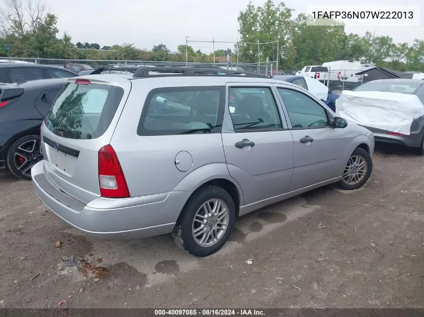 2007 Ford Focus Se/Ses VIN: 1FAFP36N07W222013 Lot: 40097085