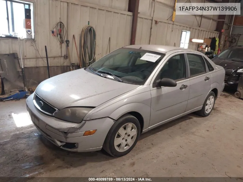 2007 Ford Focus S/Se/Ses VIN: 1FAFP34N37W139906 Lot: 40099789