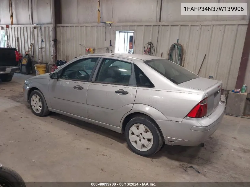 2007 Ford Focus S/Se/Ses VIN: 1FAFP34N37W139906 Lot: 40099789