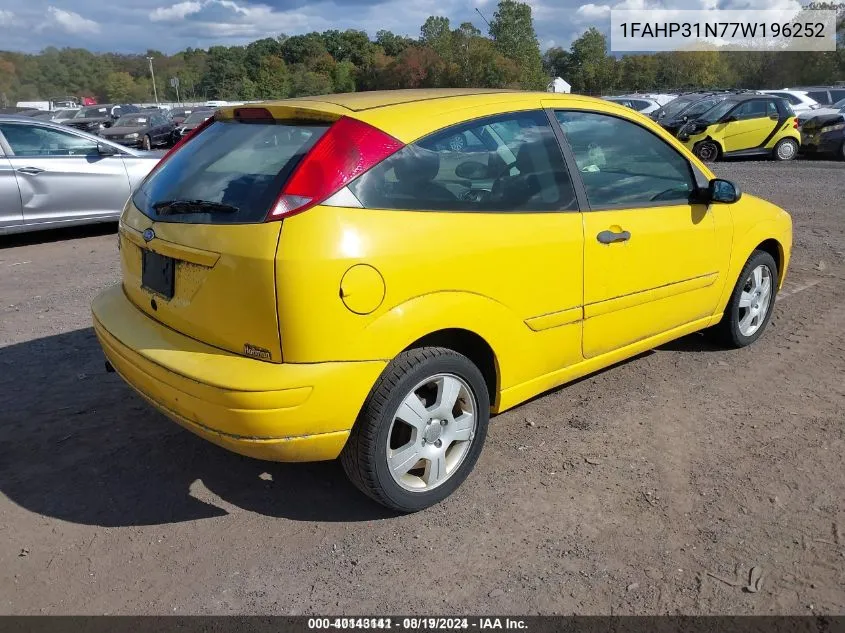 2007 Ford Focus S/Se/Ses VIN: 1FAHP31N77W196252 Lot: 40143141