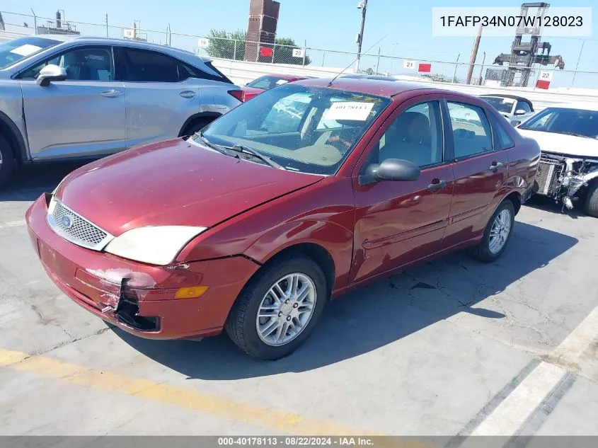 2007 Ford Focus S/Se/Ses VIN: 1FAFP34N07W128023 Lot: 40178113