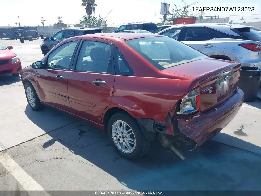 2007 Ford Focus S/Se/Ses VIN: 1FAFP34N07W128023 Lot: 40178113