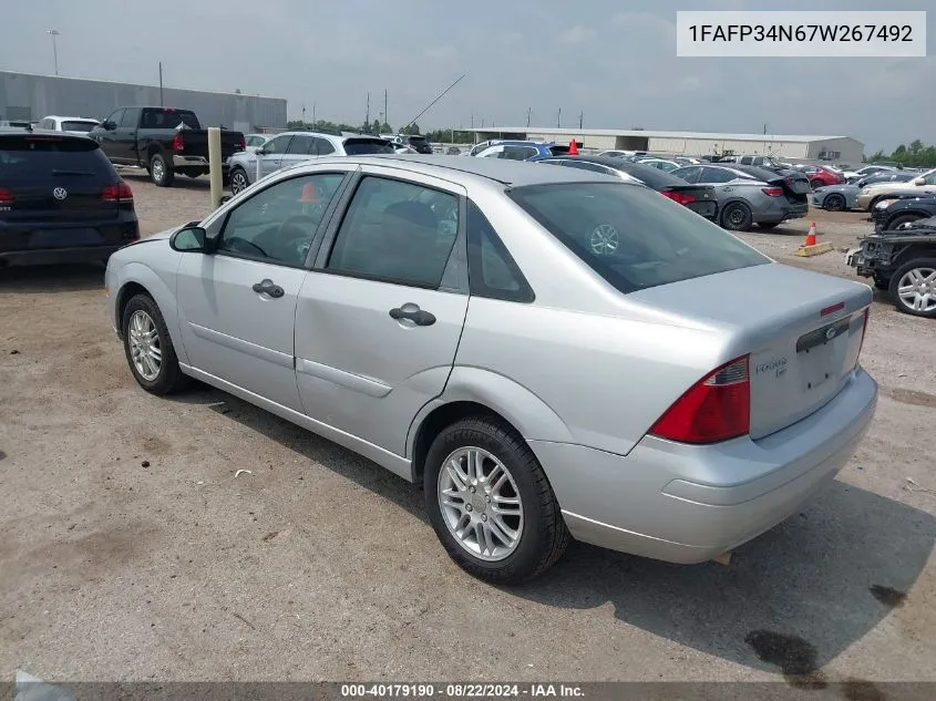 2007 Ford Focus S/Se/Ses VIN: 1FAFP34N67W267492 Lot: 40179190