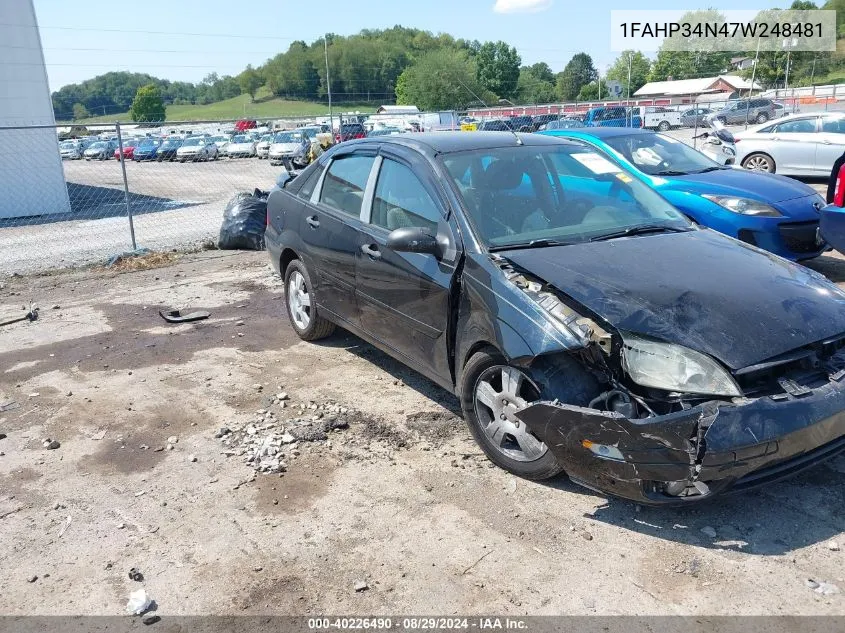 2007 Ford Focus S/Se/Ses VIN: 1FAHP34N47W248481 Lot: 40226490