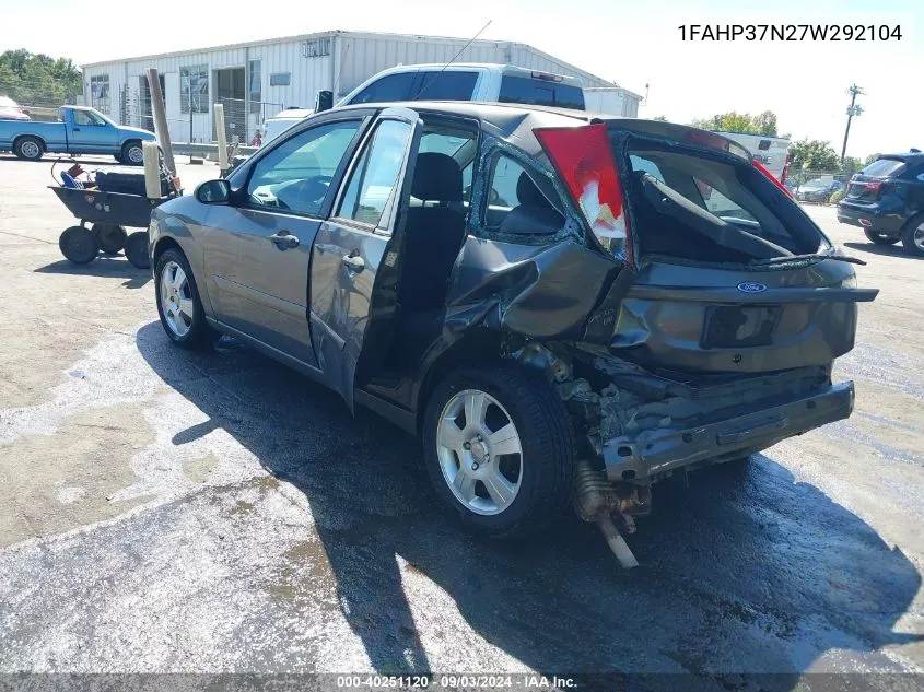 2007 Ford Focus S/Se/Ses VIN: 1FAHP37N27W292104 Lot: 40251120