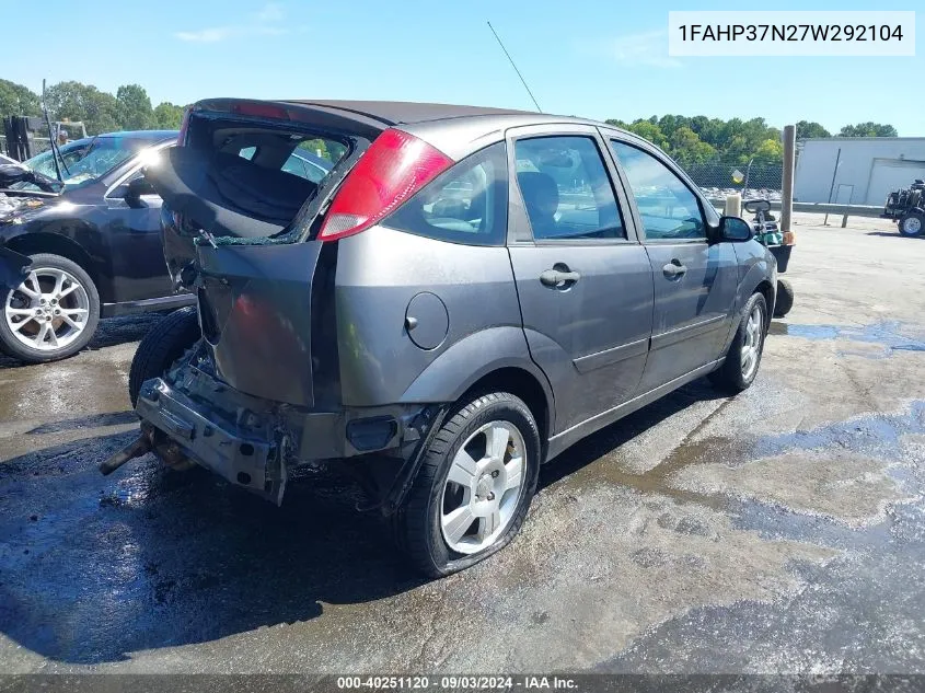 2007 Ford Focus S/Se/Ses VIN: 1FAHP37N27W292104 Lot: 40251120