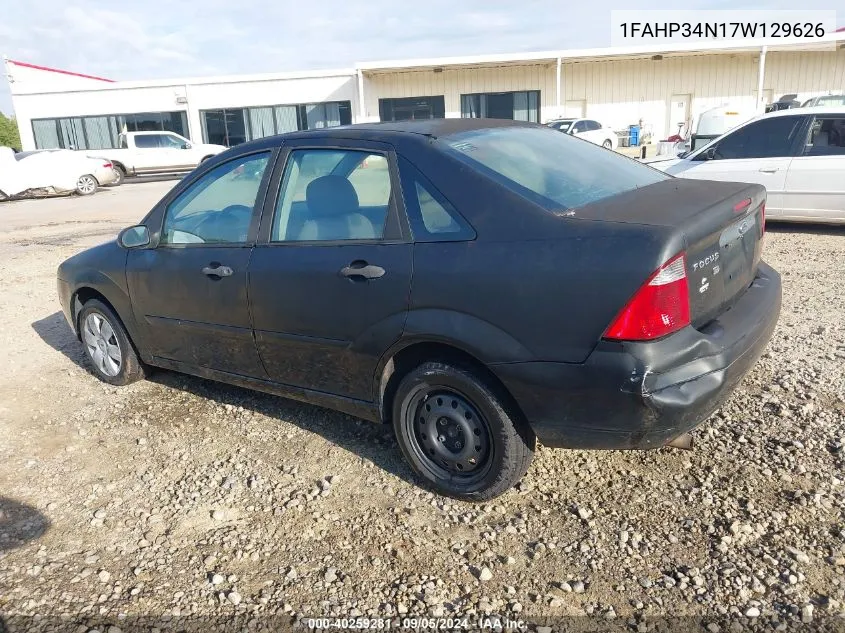 2007 Ford Focus S/Se/Ses VIN: 1FAHP34N17W129626 Lot: 40259281