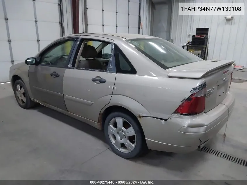 2007 Ford Focus S/Se/Ses VIN: 1FAHP34N77W139108 Lot: 40275440