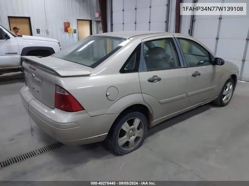 2007 Ford Focus S/Se/Ses VIN: 1FAHP34N77W139108 Lot: 40275440