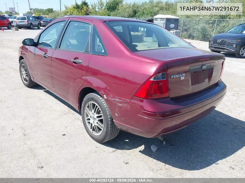 2007 Ford Focus S/Se/Ses VIN: 1FAHP34N67W291672 Lot: 40292124