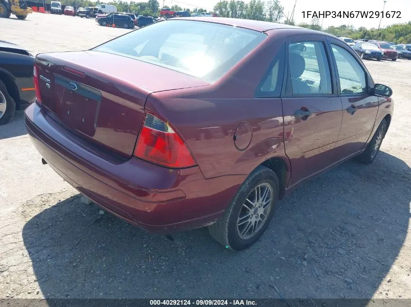 2007 Ford Focus S/Se/Ses VIN: 1FAHP34N67W291672 Lot: 40292124