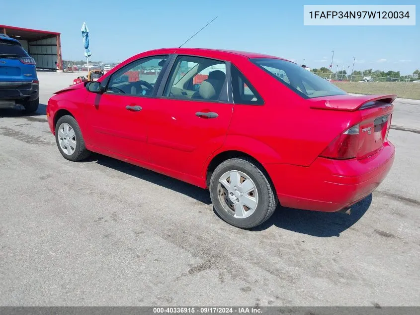 2007 Ford Focus S/Se/Ses VIN: 1FAFP34N97W120034 Lot: 40336915