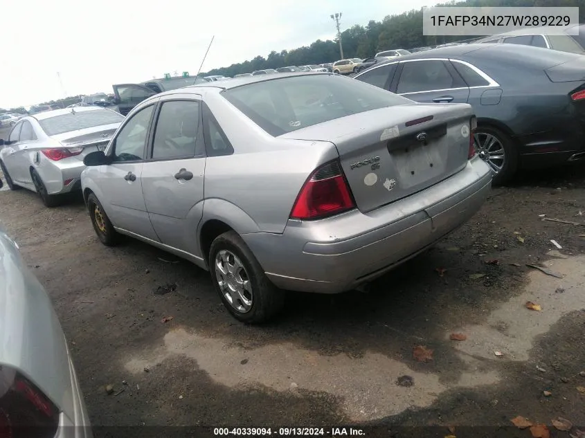 2007 Ford Focus S/Se/Ses VIN: 1FAFP34N27W289229 Lot: 40339094