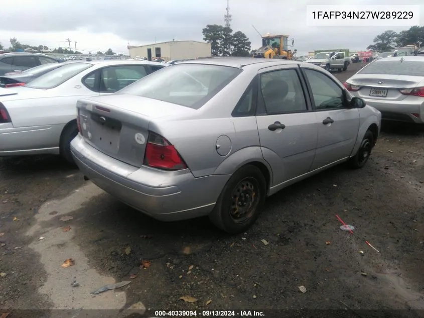 2007 Ford Focus S/Se/Ses VIN: 1FAFP34N27W289229 Lot: 40339094