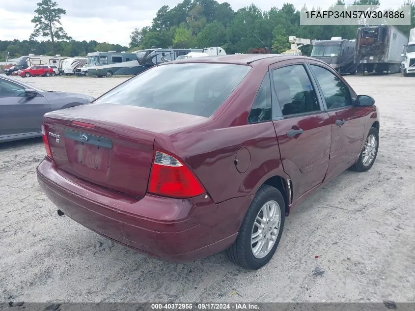 2007 Ford Focus S/Se/Ses VIN: 1FAFP34N57W304886 Lot: 40372955