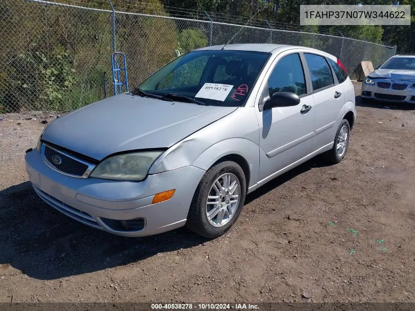 2007 Ford Focus S/Se/Ses VIN: 1FAHP37N07W344622 Lot: 40538278