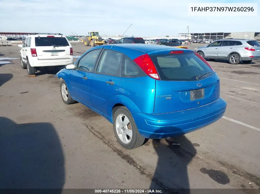 2007 Ford Focus S/Se/Ses VIN: 1FAHP37N97W260296 Lot: 40745226