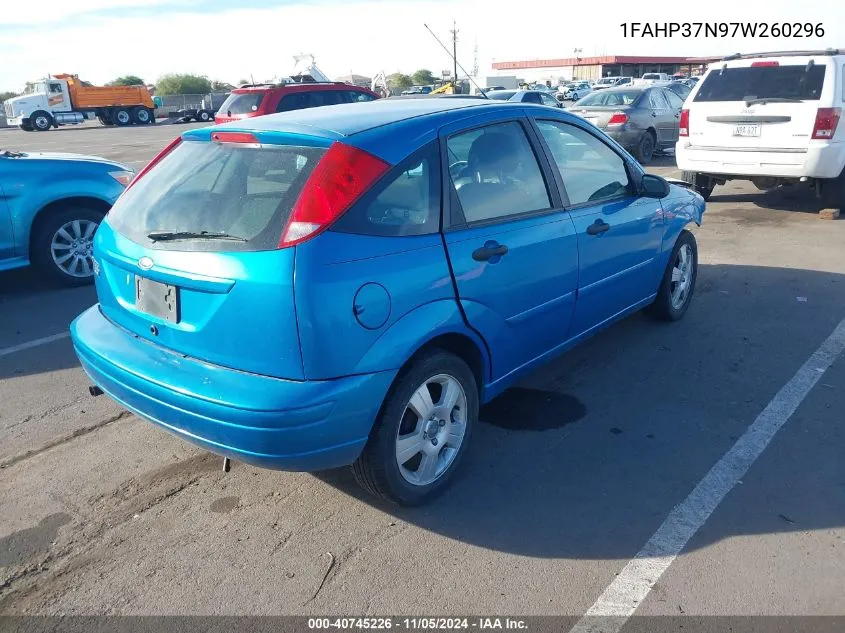 2007 Ford Focus S/Se/Ses VIN: 1FAHP37N97W260296 Lot: 40745226