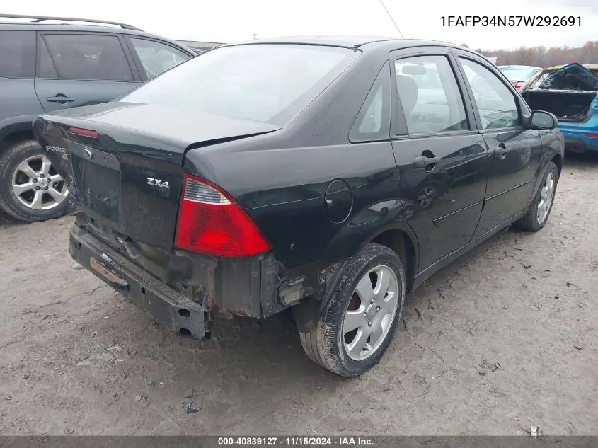 2007 Ford Focus S/Se/Ses VIN: 1FAFP34N57W292691 Lot: 40839127